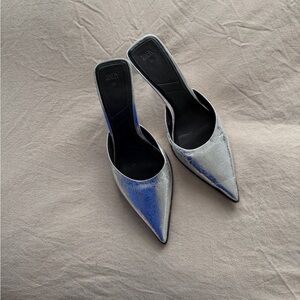 Zara Metallic Silver Heels